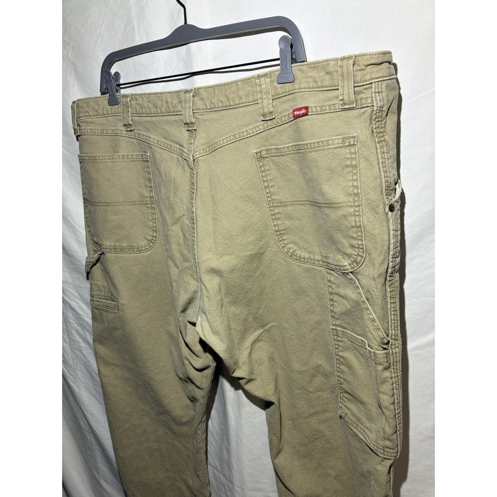 Men's Wrangler Cotton Carpenter Pants Size 42x32 Tan Flat Front Workwear